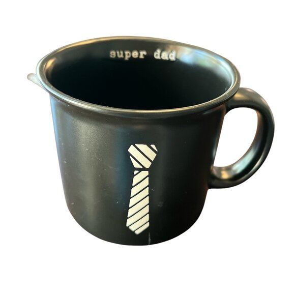 MRKT MARKET FINDS Mug 'super dad' Father's Day Black with White Tie 16oz Ceramic - Picture 1 of 7